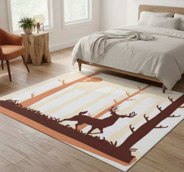 Tappeto vinile camera da letto foresta e cervi - TenStickers