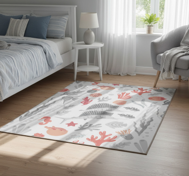 Tappeto vinile camera da letto illustrazione vita marina - TenStickers