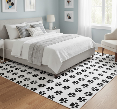 Tappeto vinile camera da letto impronte di cane bianche - TenStickers