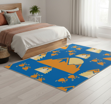 Tappeto vinile camera da letto impronte su sfondo blu scuro - TenStickers
