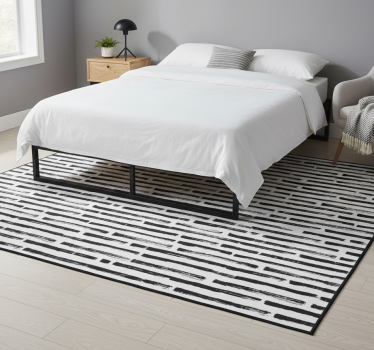 Tappeto vinile camera da letto linee nere vintage su bianco - TenStickers