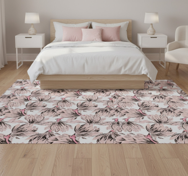 Tappeto vinile camera da letto magnolie bianche e rosa - TenStickers