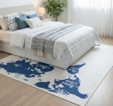 Tappeto vinile camera da letto mappa del mondo blu classico - TenStickers