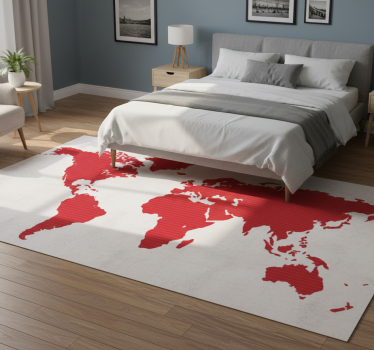 Tappeto vinile camera da letto mappa del mondo linee rosse - TenStickers