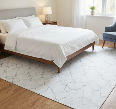 Tappeto vinile camera da letto marmo bianco crepato - TenStickers