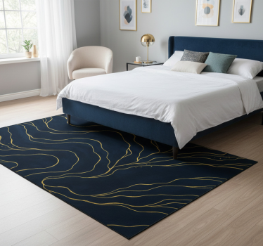 Tappeto vinile camera da letto marmo blu scuro e oro - TenStickers