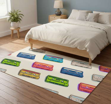 Tappeto vinile camera da letto motivo cassette retro - TenStickers