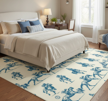 Tappeto vinile camera da letto motivo cavalli blu e beige - TenStickers