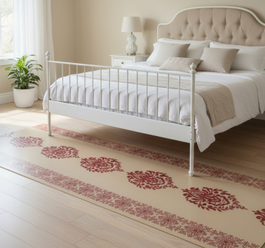 Tappeto vinile camera da letto motivo floreale beige - TenStickers