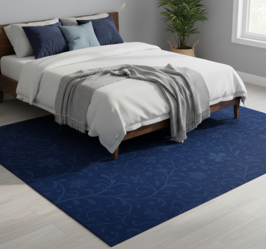 Tappeto vinile camera da letto motivo floreale blu navy - TenStickers