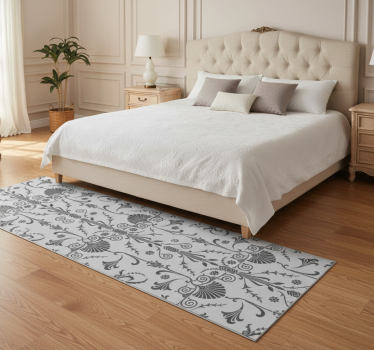Tappeto vinile camera da letto motivo floreale grigio - TenStickers