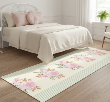 Tappeto vinile camera da letto motivo floreale rigato - TenStickers