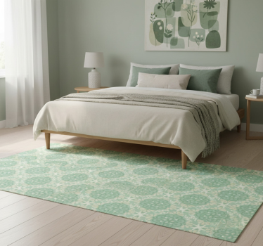 Tappeto vinile camera da letto motivo floreale verde nordico - TenStickers