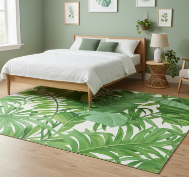 Tappeto vinile camera da letto motivo foglie tropicali - TenStickers