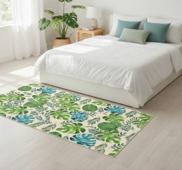 Tappeto vinile camera da letto motivo foglie verdi tropicali - TenStickers