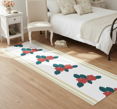 Tappeto vinile camera da letto motivo rose rosse shabby chic - TenStickers