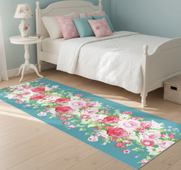 Tappeto vinile camera da letto motivo shabby chic turchese - TenStickers