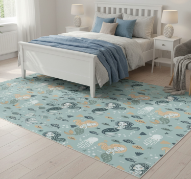 Tappeto vinile camera da letto motivo sirena blu magico - TenStickers