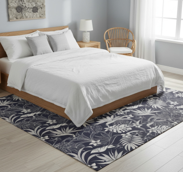Tappeto vinile camera da letto motivo tropicale grigio - TenStickers