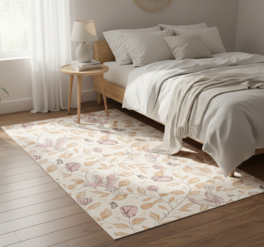 Tappeto vinile camera da letto motivo tulipani beige - TenStickers