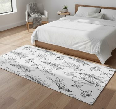 Tappeto vinile camera da letto motivo tulipani bianco e nero - TenStickers
