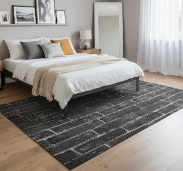 Tappeto vinile camera da letto muro grigio in pietra - TenStickers
