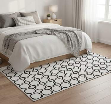 Tappeto vinile camera da letto piastrelle bianche e nere - TenStickers