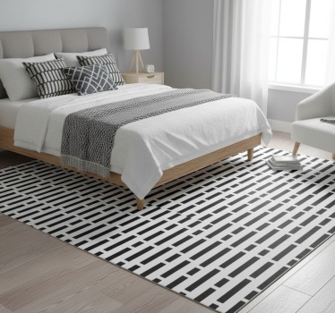 Tappeto vinile camera da letto rettangoli bianchi e neri - TenStickers
