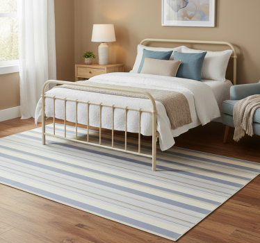 Tappeto vinile camera da letto righe blu e beige anni '80 - TenStickers