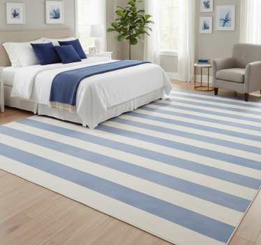 Tappeto vinile camera da letto righe blu e bianche - TenStickers