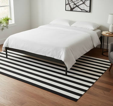 Tappeto vinile camera da letto righe nere e bianche - TenStickers