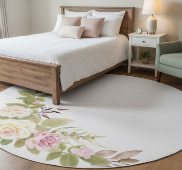 Tappeto vinile camera da letto rose rosa e bianche - TenStickers