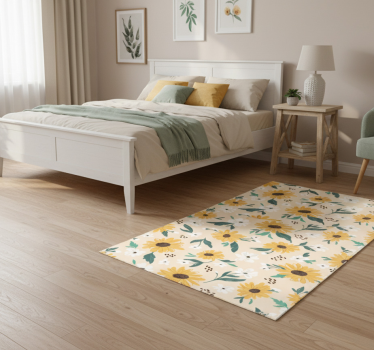 Tappeto vinile camera da letto sfondo beige girasole - TenStickers