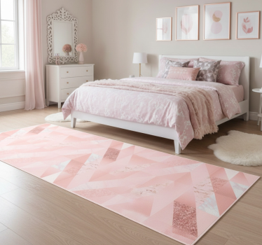 Tappeto vinile camera da letto sfondo geometrico rosa - TenStickers