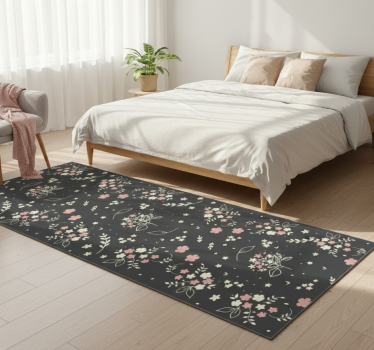 Tappeto vinile camera da letto sfondo grigio con rosa - TenStickers