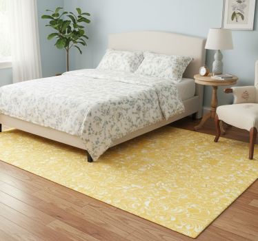 Tappeto vinile camera da letto stile floreale giallo - TenStickers
