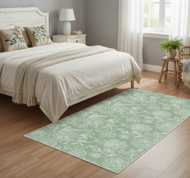 Tappeto vinile camera da letto stile floreale verde - TenStickers