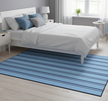 Tappeto vinile camera da letto strisce blu su bianco - TenStickers