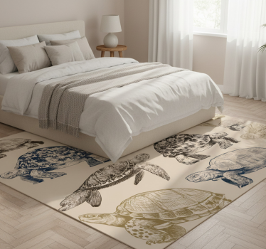 Tappeto vinile camera da letto tartarughe sfondo beige - TenStickers