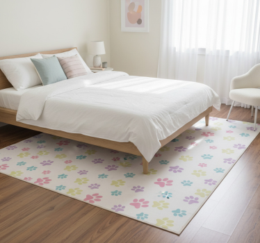 Tappeto vinile camera da letto zampe di cane colorate - TenStickers