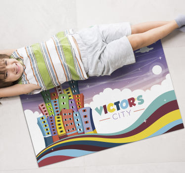 Tappeto vinile con nome arcobaleno del paesaggio urbano - TenStickers