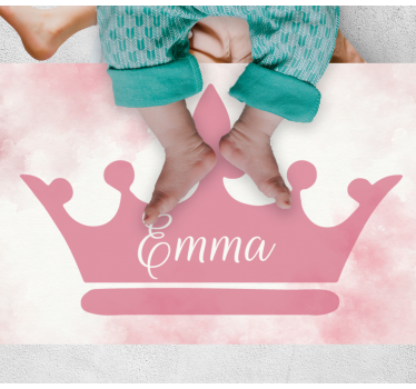 Tappeto vinile per bambini corona rosa con nome - TenStickers