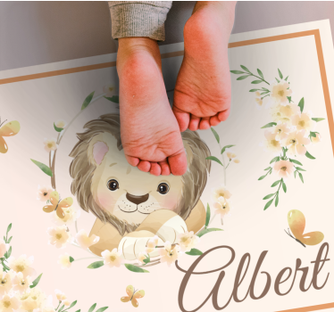 Tappeto vinile per bambini cucciolo di leone con nome - TenStickers