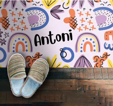 Tappeto vinile per bambini geometrico nordico con nome - TenStickers