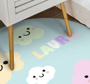 Tappeto vinile con nome nuvole personalizzabili - TenStickers