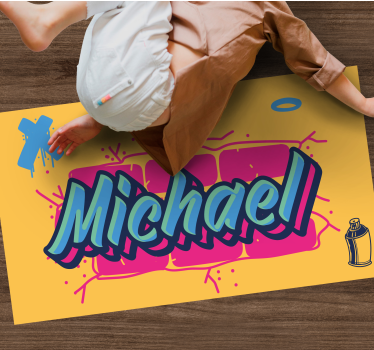 Tappeto vinile per bambini nome personalizzato graffiti - TenStickers