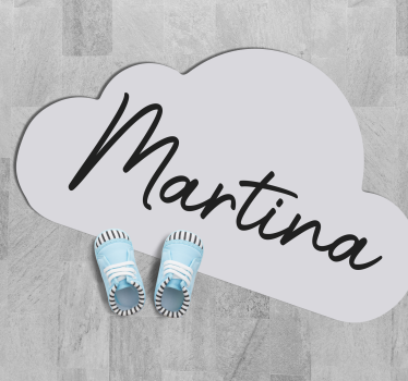 Tappeto vinile per bambini nuvola grigia con nome - TenStickers