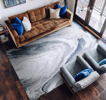 Tappeto vinile effetto marmo blu e grigio minimalisti - TenStickers