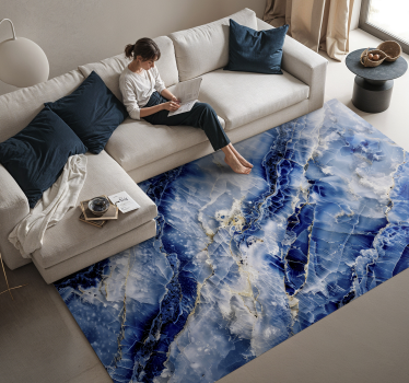 Tappeto vinile effetto marmo blu scuro - TenStickers
