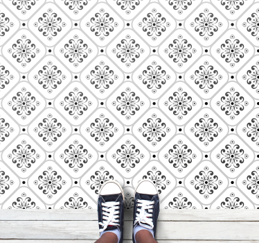 Tappeto vinile piastrelle elegante bianco e nero - TenStickers